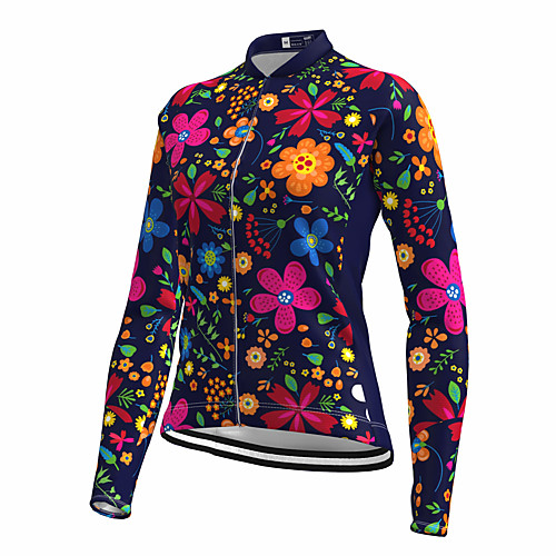 

21Grams Women's Long Sleeve Cycling Jersey Spandex Dark Navy Floral Botanical Bike Top Mountain Bike MTB Road Bike Cycling Quick Dry Moisture Wicking Sports Clothing Apparel / Stretchy / Athleisure