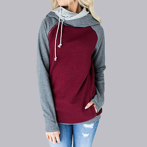

Women's Hoodie Pullover Color Block Patchwork Daily Going out Hot Stamping Casual Streetwear Hoodies Sweatshirts Blue Blushing Pink Wine