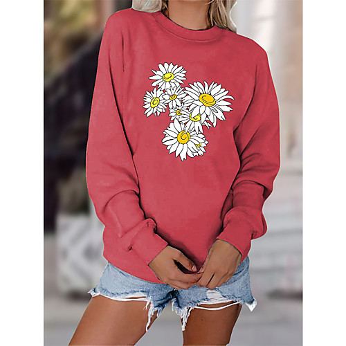

Women's Sweatshirt Pullover Floral Daisy Print Daily Sports Hot Stamping Sportswear Streetwear Hoodies Sweatshirts Blue Wine Fuchsia