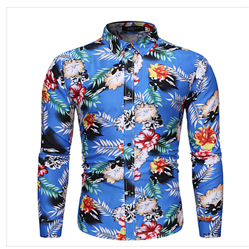 

Men's Shirt Graphic Long Sleeve Daily Tops Casual Blue Light Brown Navy Blue