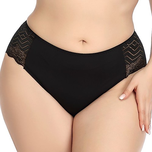 

Women's Lace Briefs Underwear Micro-elastic Mid Rise Cotton Purple gray 2XL