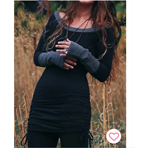 

Women's Sheath Dress Short Mini Dress Green / Gray Red Wine Black Brown Long Sleeve Multi Color Spring Summer Over-sized collar Casual 2021 S M L XL XXL XXXL