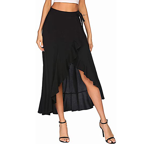 

Women's Holiday Vacation Basic Streetwear Skirts Floral / Botanical Leopard Ruffle Print White Black Brown