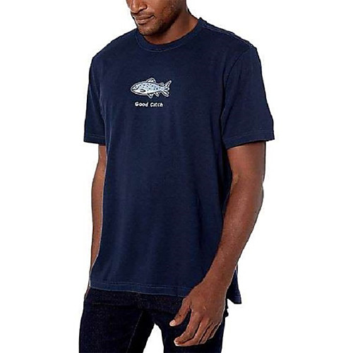 

Men's Unisex Tees T shirt Hot Stamping Graphic Prints Fish Animal Plus Size Print Short Sleeve Casual Tops 100% Cotton Basic Designer Big and Tall Navy Blue