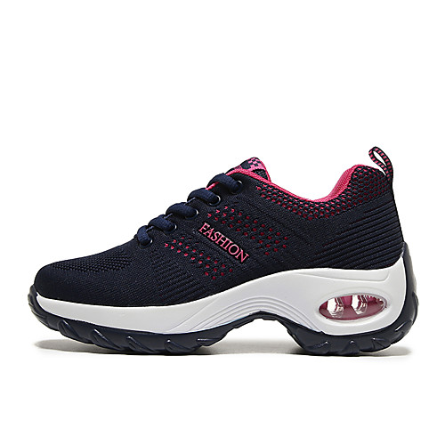 

Women's Trainers Athletic Shoes Flat Heel Round Toe Booties Ankle Boots Daily Work Tissage Volant Lace-up Solid Colored Peach Navy Blue Black