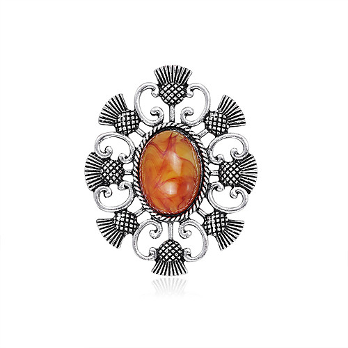 

Baroque Retro Inlaid Resin Flower Female Brooch New Peninsula Style European And American Jewelry Gem Brooch