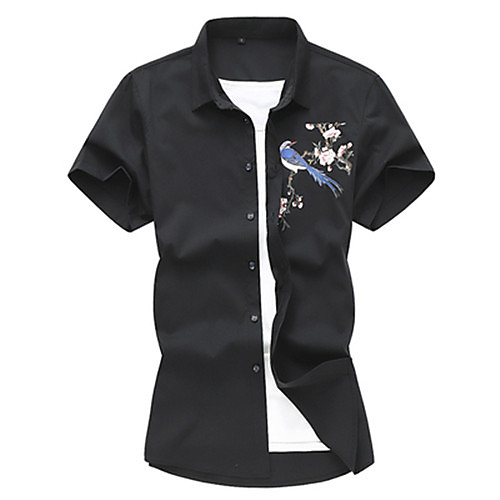 

Men's Shirt Graphic Short Sleeve Casual Tops Casual White Black Light Blue