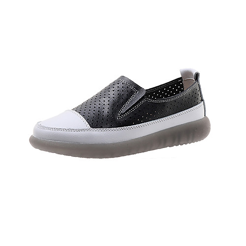 

Women's Loafers & Slip-Ons Flat Heel Round Toe Daily Leather Solid Colored Red White Black