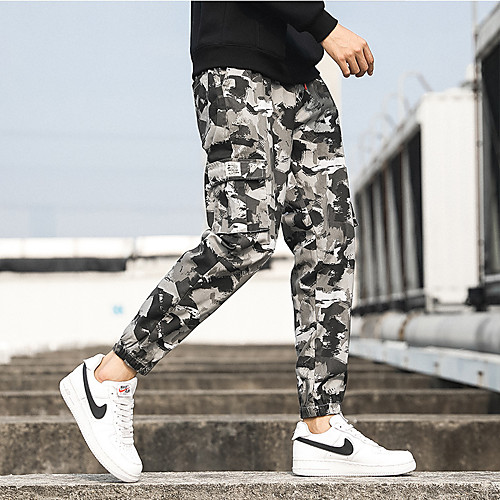 

Men's Casual / Sporty Athleisure Outdoor Sports Daily Leisure Sports Pants Sweatpants Pants Color Block Ankle-Length Drawstring Grey Green