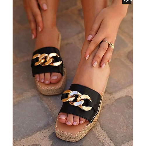 

Women's Sandals Flat Heel Square Toe PU Solid Colored Pink Khaki White