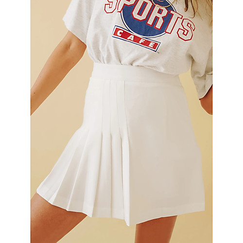 

Women's Casual / Daily Weekend Streetwear Preppy Short Skirts Solid Colored Pleated Blue Blushing Pink White