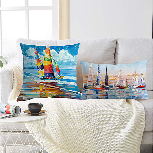 

Oil Painting Style Double Side Cushion Cover 2PC Soft Decorative Square Throw Pillow Cover Cushion Case Pillowcase for Bedroom Livingroom Superior Quality Machine Washable Outdoor Cushion for Sofa Couch Bed Chair