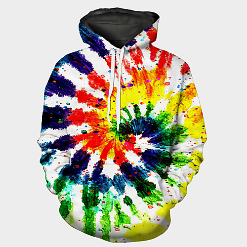 

Men's Hoodie Graphic Tie Dye Hooded Party Going out Statement Streetwear Hoodies Sweatshirts White