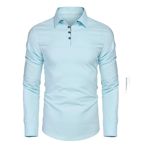 

Men's Shirt Solid Color Button-Down Long Sleeve Street Tops Cotton Business Casual Comfortable White Black Light Blue