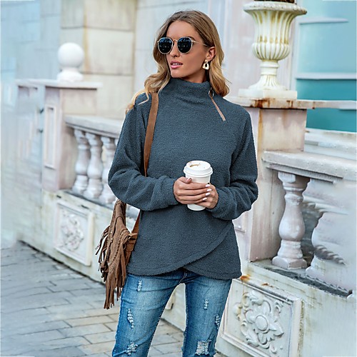 

Women's Sweatshirt Pullover Solid Color Quarter Zip Daily Sports Sportswear Streetwear Hoodies Sweatshirts Blue Wine Black