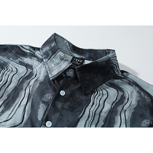

Men's Shirt Other Prints Graphic Animal Button-Down Print Long Sleeve Casual Tops Basic Black / Gray