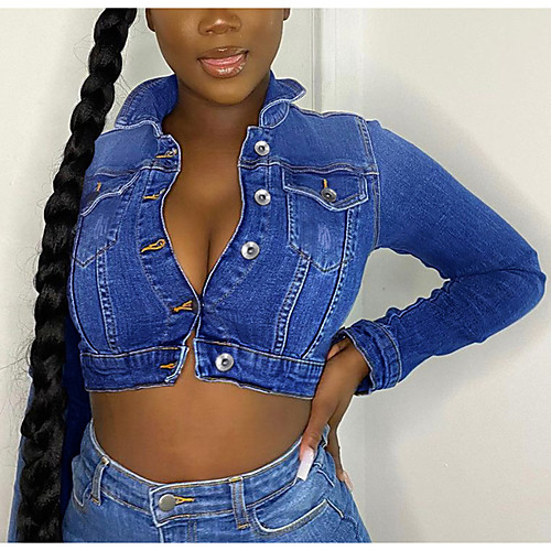 

european and american women's aliexpress ebay amazon denim jacket slim short jacket in stock
