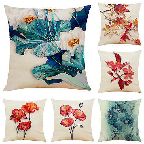 

Floral Double Side Cushion Cover 6PC Soft Decorative Square Throw Pillow Cover Cushion Case Pillowcase for Bedroom Livingroom Superior Quality Machine Washable Outdoor Cushion for Sofa Couch Bed Chair Art Vintage