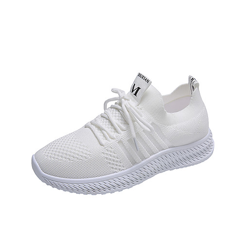 

Women's Trainers Athletic Shoes Flat Heel Round Toe Booties Ankle Boots Daily Home Tissage Volant Solid Colored Pink White Black