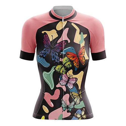 

21Grams Women's Short Sleeve Cycling Jersey Summer Spandex Black / Red Butterfly Bike Top Mountain Bike MTB Road Bike Cycling Moisture Wicking Sports Clothing Apparel / Stretchy / Athleisure