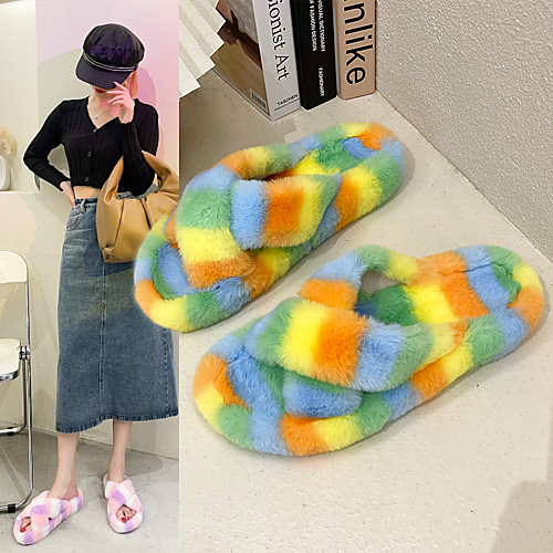 

Women's Slippers & Flip-Flops Flat Heel Round Toe Daily Cotton Flower Camouflage Yellow Pink