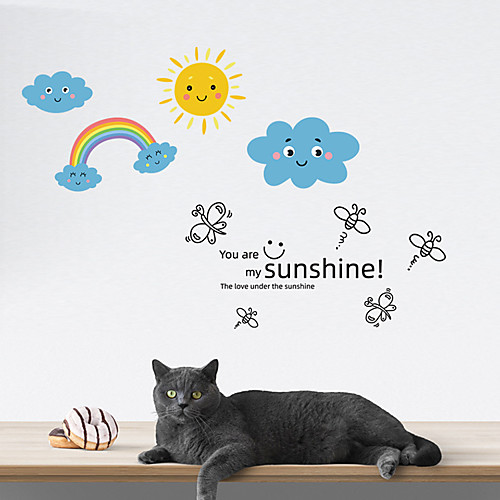 

Cartoon Rainbow Sunshine Wall Stickers Living Room Kids Room Kindergarten Removable PVC Home Decoration Wall Decal