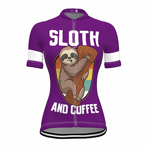 

21Grams Women's Short Sleeve Cycling Jersey Summer Spandex Purple Sloth Animal Bike Top Mountain Bike MTB Road Bike Cycling Quick Dry Moisture Wicking Sports Clothing Apparel / Stretchy / Athleisure