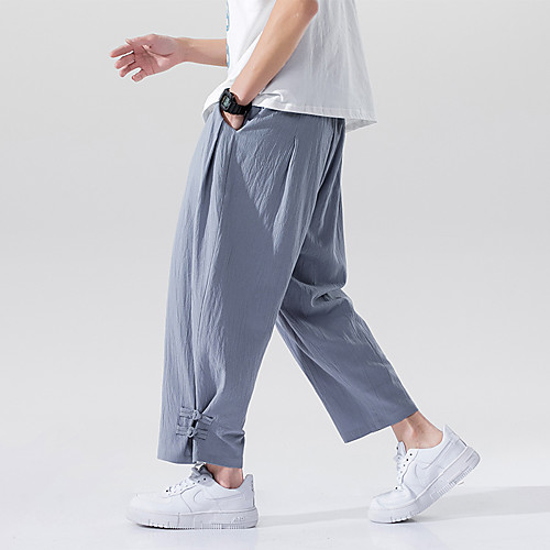 

Men's Casual Chino Breathable Soft Daily Sports Pants Chinos Pants Solid Color Full Length Drawstring Elastic Waist Green Black Dark Gray Light Blue