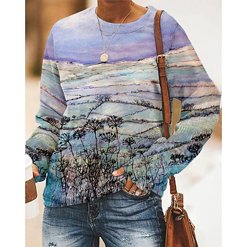

Women's Sweatshirt Pullover Scenery 3D 3D Print Daily Sports 3D Print Active Streetwear Hoodies Sweatshirts Blue