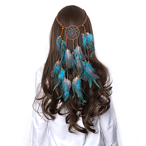 

lureme Dreamcatcher Feather Headband-Boho Feather Headwear Hippie Headdress Bohemian Hairband for Women (hb000014-2)