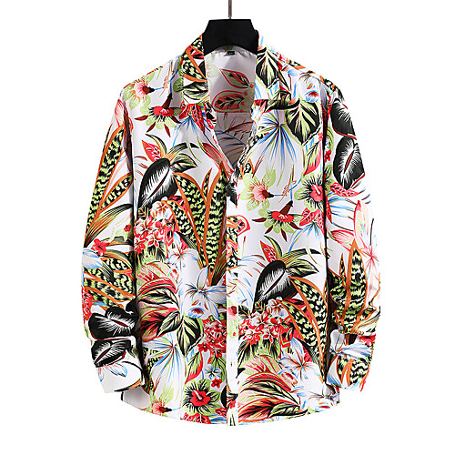 

Men's Shirt Graphic Prints Long Sleeve Street Tops Boho White Black