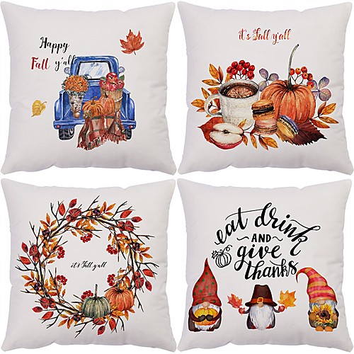 

Autumn Double Side Cushion Cover 4PC Soft Decorative Square Throw Pillow Cover Cushion Case Pillowcase for Bedroom Livingroom Superior Quality Machine Washable Outdoor Cushion for Sofa Couch Bed Chair Pumpkin Fall