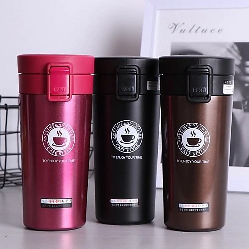 

380ml Double Stainless Steel 304 Coffee Mug Leak-Proof Simple Modern Insulated Thermos Mug Travel Thermal Cup Water Bottle For Gifts