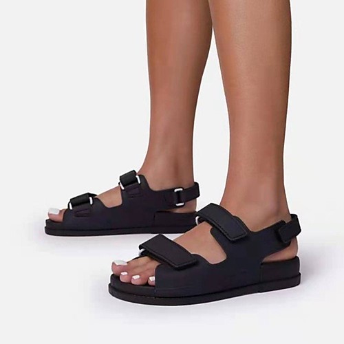 

Women's Sandals Round Toe PU Solid Colored Blue Khaki Green