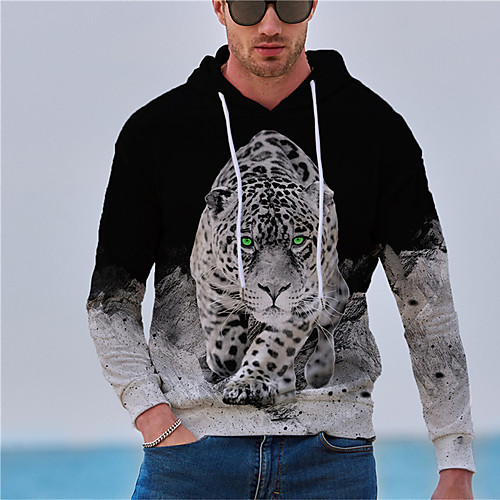 

Men's Unisex Hoodie Graphic Prints Tiger Print Daily Sports 3D Print 3D Print Casual Hoodies Sweatshirts Black