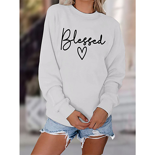 

Women's Sweatshirt Pullover Heart Text Print Daily Sports Hot Stamping Sportswear Streetwear Hoodies Sweatshirts Yellow Blushing Pink Gray