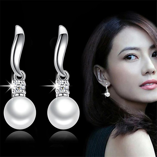 

Hoop Earrings Earrings Classic Fashion Punk Trendy Romantic Sweet Cute Imitation Pearl Earrings Jewelry Silver For Gift Date Street Birthday Festival 1 Pair