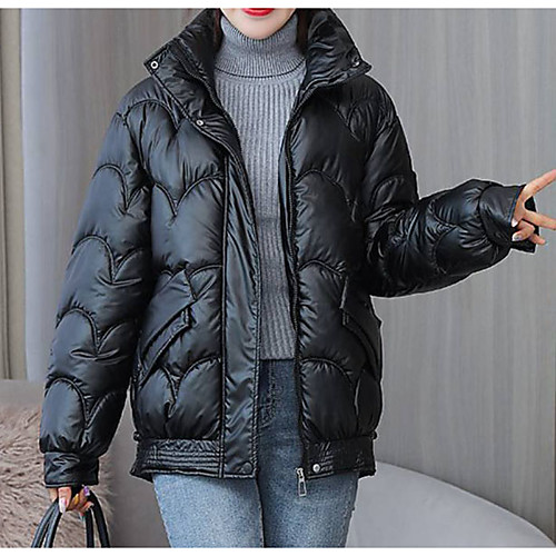 

Women's Coat Casual / Daily Fall Regular Coat Regular Fit Casual Jacket Solid Color Bell Bottom aqua blue Blushing Pink