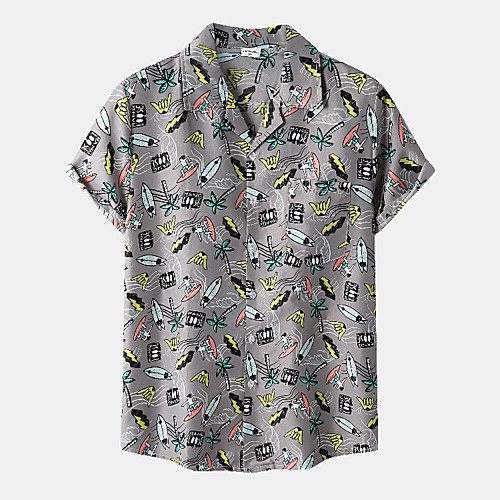 

Men's Shirt Graphic Short Sleeve Casual Tops Simple Gray