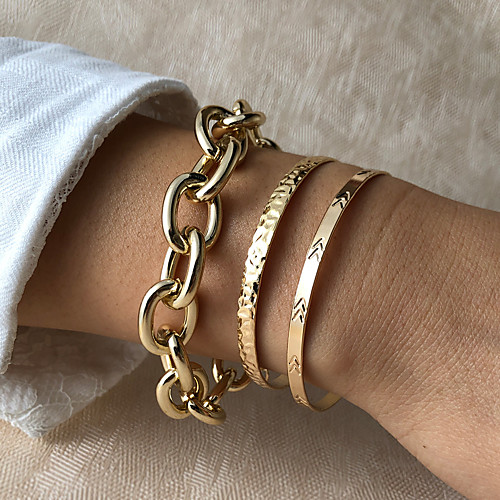 

Chain Bracelet Set Cuff Bracelet Layered Fashion Elegant Vintage Holiday Punk Alloy Bracelet Jewelry Gold For Party Evening Prom Date Birthday Festival
