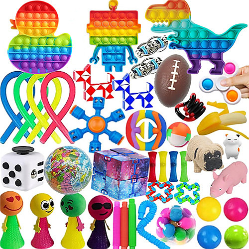 

43 Pack Fidget Toy Chain Marble Fidget Keychain Fidget Toys Snake Cube Toys Infinity Cube Toy Squeeze-a-Bean Keyring Pea Keychain Soybean Toys Gift