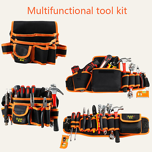 

Tool Canvas Waist Bag, Large Capacity Multi-function Tool Kit,Suitable for Electrician, Repairman and Carpenter Tool Storage & Organization