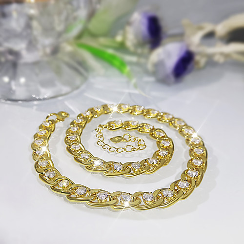 

Women's Men's Clear AAA Cubic Zirconia Choker Necklace Classic XOXO Statement European Rock Hip Hop Brass Gold 38 cm Necklace Jewelry 1pc For Halloween Street Gift Prom Festival