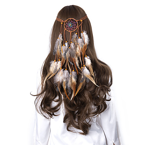 

lureme Dreamcatcher Feather Headband-Boho Feather Headwear Hippie Headdress Bohemian Hairband for Women (hb000014-3)
