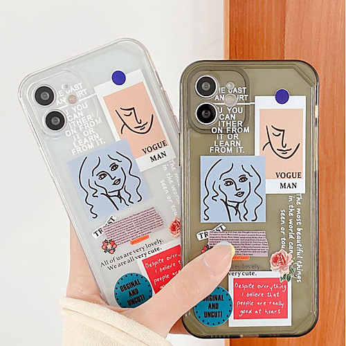 

Phone Case For Apple Back Cover iPhone 12 Pro Max 11 SE 2020 X XR XS Max 8 7 Shockproof Dustproof Word / Phrase Geometric Pattern TPU