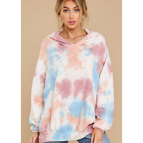 

Women's Sweatshirt Pullover Tie Dye Print Daily Sports Other Prints Sportswear Streetwear Hoodies Sweatshirts Blushing Pink