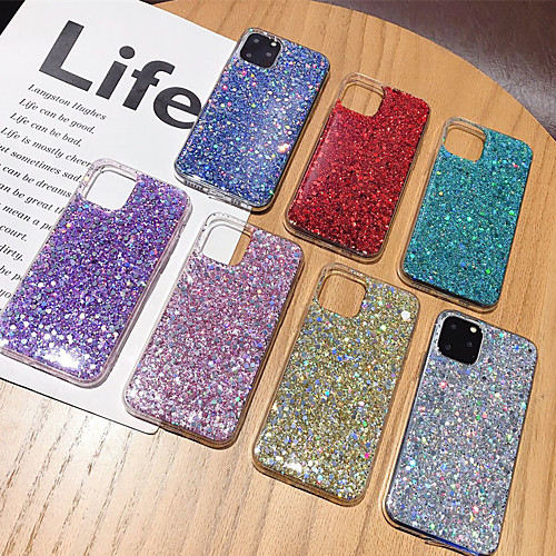

Phone Case For Apple Back Cover iPhone 12 Pro Max 11 SE 2020 X XR XS Max 8 7 Shockproof Dustproof Solid Colored Geometric Pattern Glitter Shine TPU