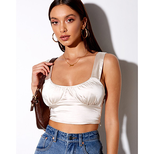 

Women's Tank Top Vest Plain Flower Print Square Neck Basic Streetwear Tops Yellow Khaki White
