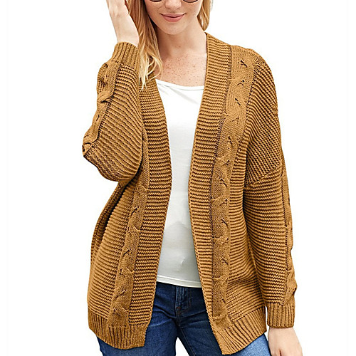 

Women's Solid Color Cardigan Long Sleeve Sweater Cardigans V Neck Blushing Pink Gray khaki