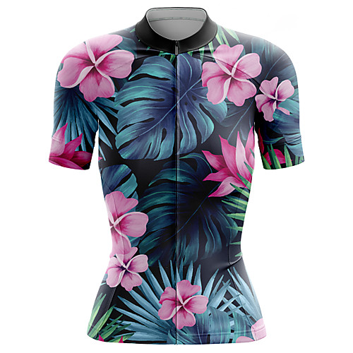 

21Grams Women's Short Sleeve Cycling Jersey Summer Spandex Blue 3D Floral Botanical Bike Top Mountain Bike MTB Road Bike Cycling Quick Dry Moisture Wicking Sports Clothing Apparel / Stretchy